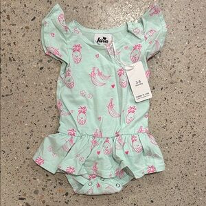 Kira Mint Green and Pink Kids One Piece Bodysuit